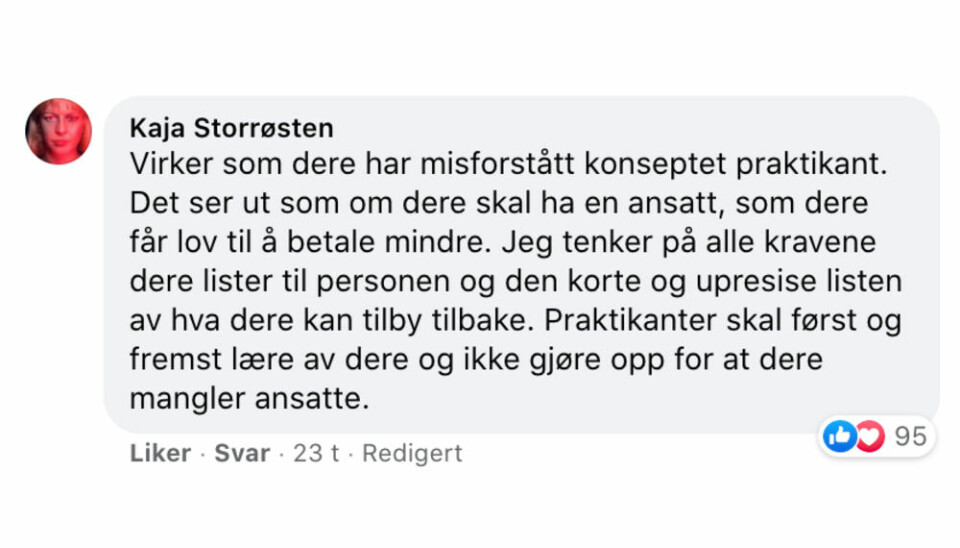 Kommentaren fra Dagbladet-journalisten har fått mange «likes».