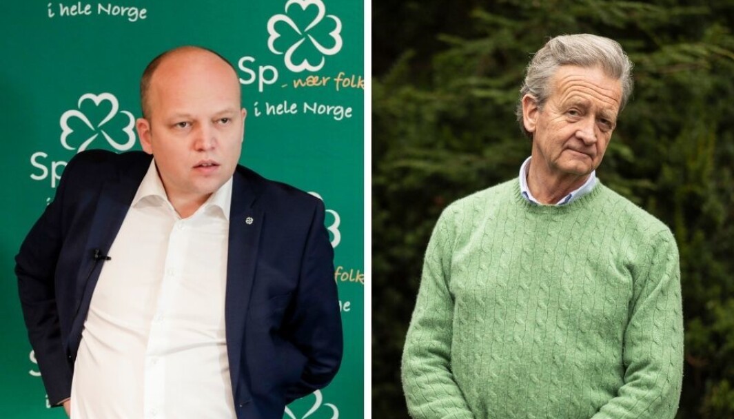 Sp-leder Trygve Slagvold Vedum og Hans Geelmuyden møttes onsdag kveld til debatt i Dagsnytt 18. Sp-leder Trygve Slagvold Vedum og Hans Geelmuyden møttes onsdag kveld til debatt i Dagsnytt 18.