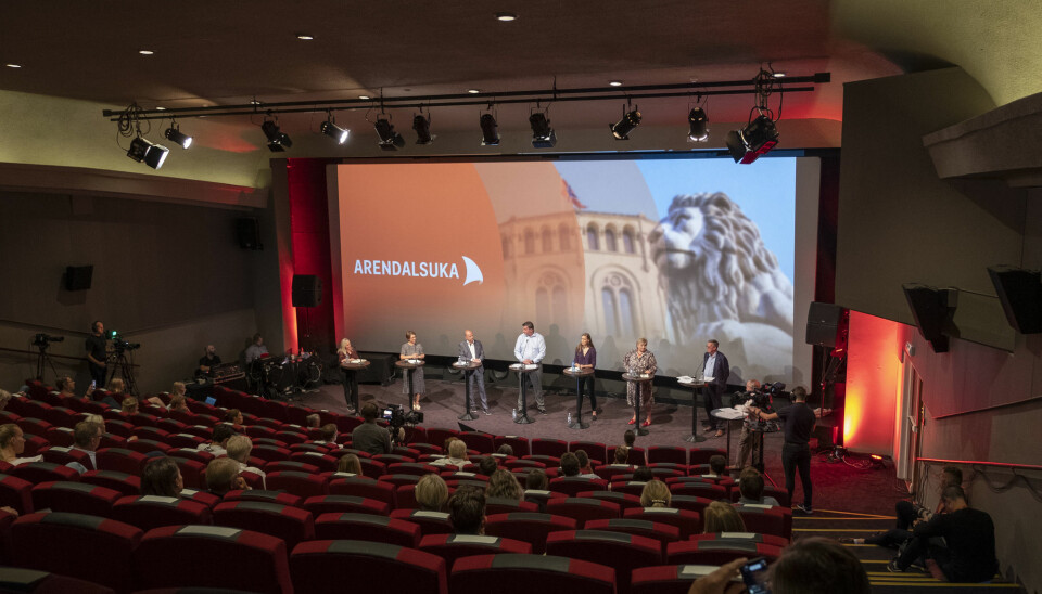 Debatt under en svært redusert Arendalsuka i 2020. Foto: Tor Erik Schrder / NTB
