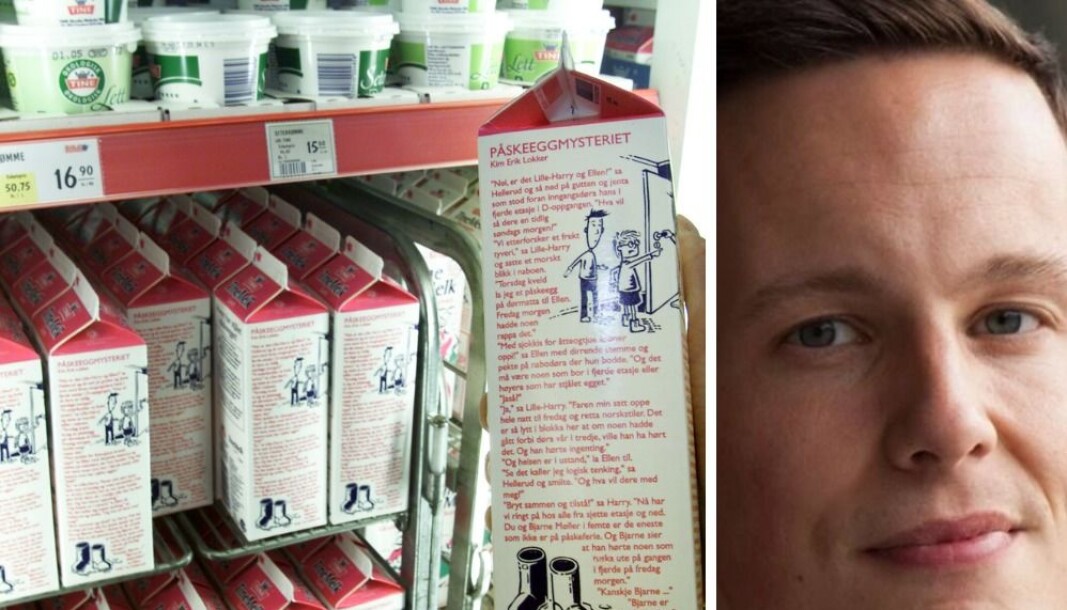 I gode gamle dager var det en påskekrim på baksiden av Tines melkekartonger, men i år er den byttet ut med en QR-kode. Det får Magnus Hoem Iversen til å rase. I gode gamle dager var det en påskekrim på baksiden av Tines melkekartonger, men i år er den byttet ut med en QR-kode. Det får Magnus Hoem Iversen til å rase.