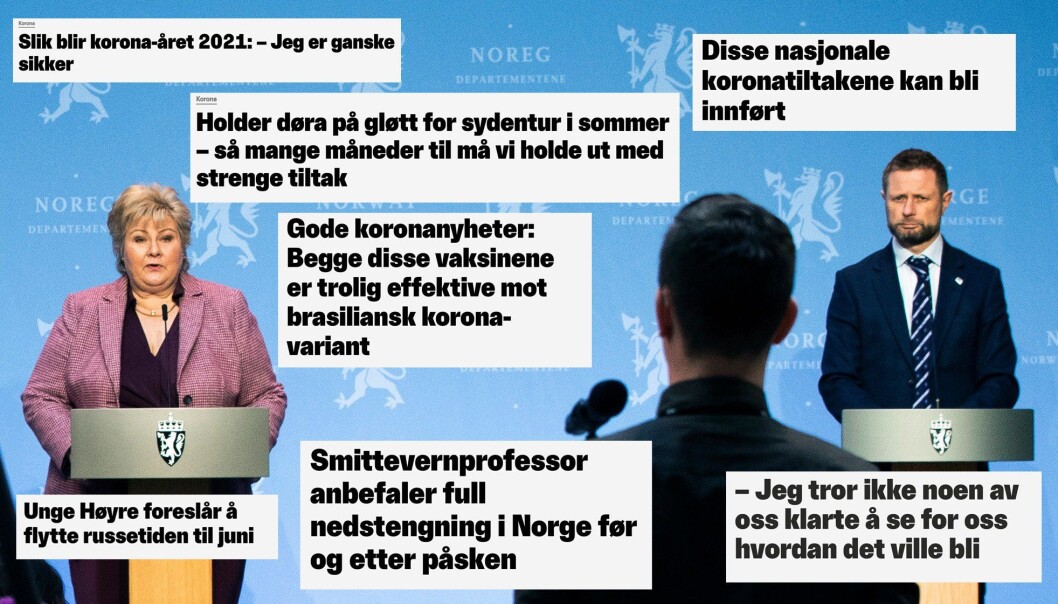 - Kommunikasjonen som vi nordmenn har måtte fordøye den siste tiden mener jeg har delvis skyld i økt smitte og det som antas er gradvis dårligere etterlevelse. - Kommunikasjonen som vi nordmenn har måtte fordøye den siste tiden mener jeg har delvis skyld i økt smitte og det som antas er gradvis dårligere etterlevelse.