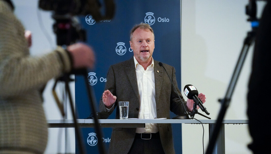 Byrådsleder Raymond Johansen under en pressekonferanse i forbindelse med koronavaksine. Foto: Lise Åserud / NTB Byrådsleder Raymond Johansen under en pressekonferanse i forbindelse med koronavaksine. Foto: Lise Åserud / NTB