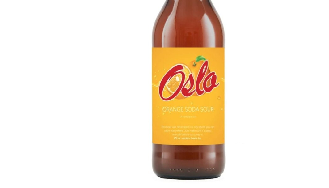 Faksimile: Ølen heter Orange Soda Sour, og etiketten er gul og rød. Faksimile: Ølen heter Orange Soda Sour, og etiketten er gul og rød.