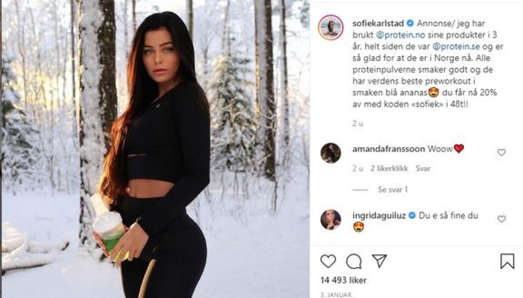 Influenceren Sofie Karlstad er igjen felt av Fim. Influenceren Sofie Karlstad er igjen felt av Fim.