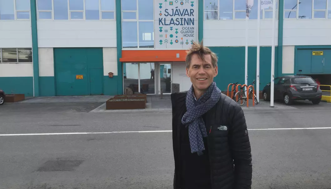 Nofimas kommunikasjonsdirektr Morgan Lillegrd utenfor Ocean Cluster House i Reykjavik, Island.