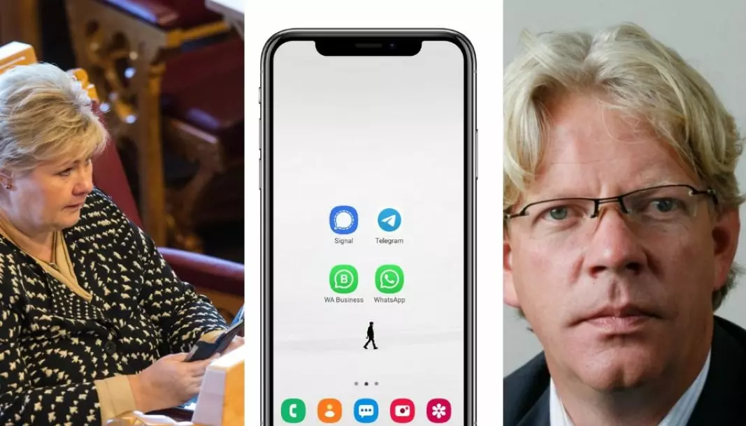 Statssekretør Rune Alstadsæter stadfestar at det vert brukt app-ar som Signal, som kan sletta meldingar automatisk.