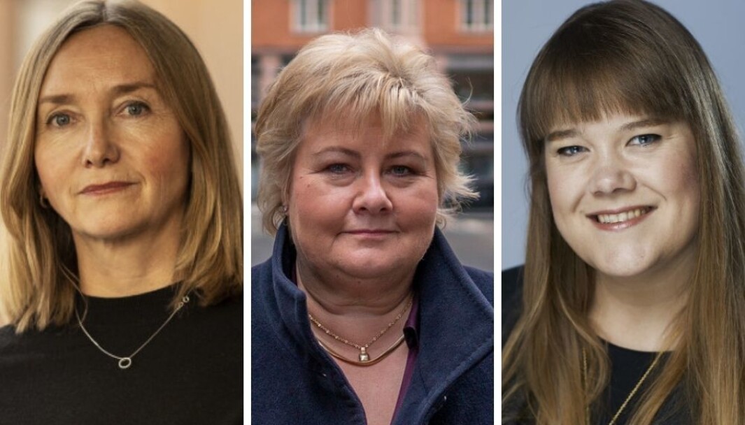 Trigger-sjef Bente Kvam Kristoffersen, statsminister Erna Solberg og byråsjef i Mannheimer, Lene Bergmann. Trigger-sjef Bente Kvam Kristoffersen, statsminister Erna Solberg og byråsjef i Mannheimer, Lene Bergmann.