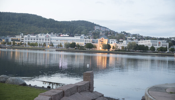 Drammen sentrum med Aas bryggeri. Foto: Terje Pedersen / NTB Drammen sentrum med Aas bryggeri. Foto: Terje Pedersen / NTB