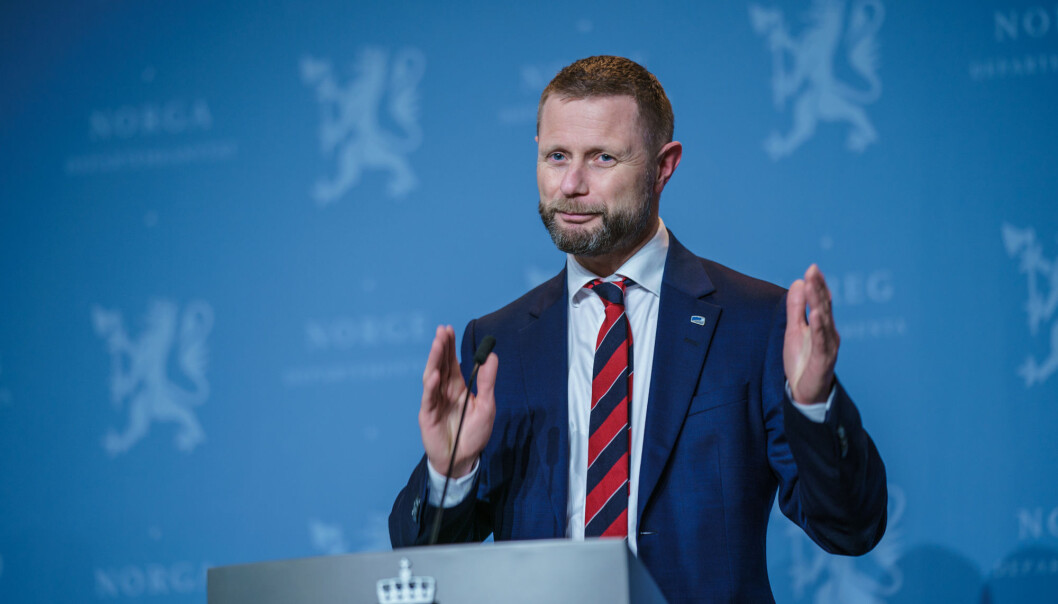 Helse- og omsorgsminister Bent Høie under pressetreffet om korona i Marmorhallen i desember 2020.Foto: Stian Lysberg Solum / NTB Helse- og omsorgsminister Bent Høie under pressetreffet om korona i Marmorhallen i desember 2020.Foto: Stian Lysberg Solum / NTB