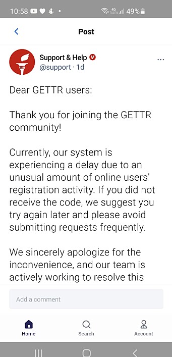 Skjermdump fra Gettr. Skjermdump fra Gettr.