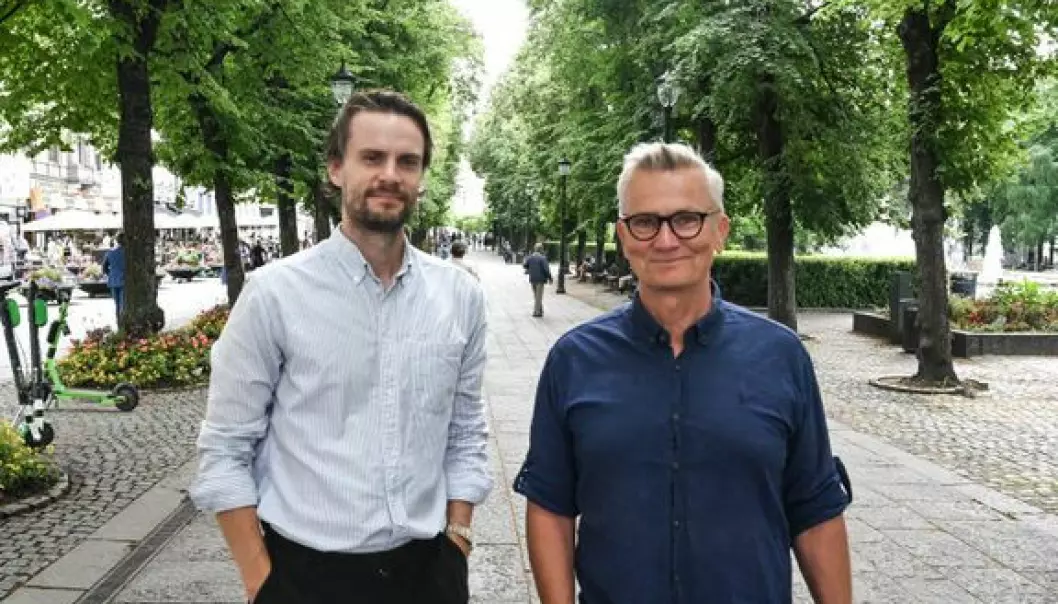 Petter Remen Hanssen i Landkreditt (t.v.) og Eldar Skylstad i Good Morning Naug.