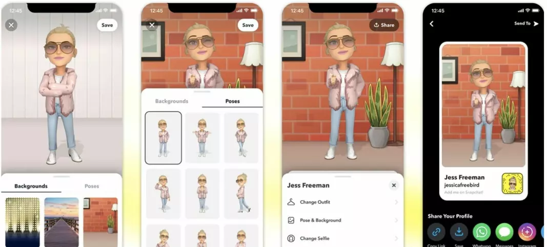 Snapchat lanserer tredimensjonal Bitmoji