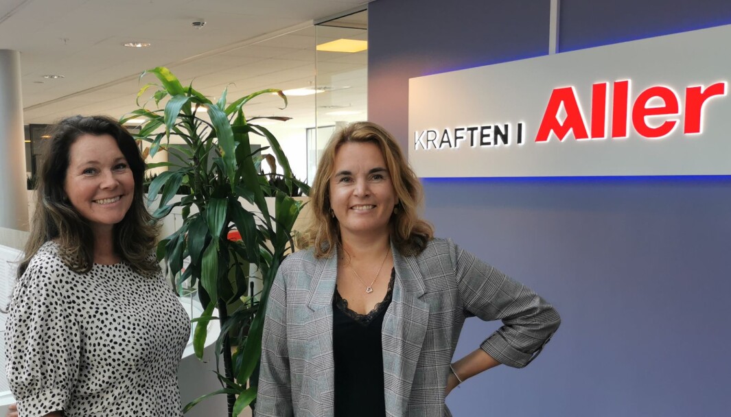 Regine G. Sandberg (f.v) ønskes velkommen til Aller Media av Yngvild Nesheim, Head of Adtech i Aller Media. Regine G. Sandberg (f.v) ønskes velkommen til Aller Media av Yngvild Nesheim, Head of Adtech i Aller Media.