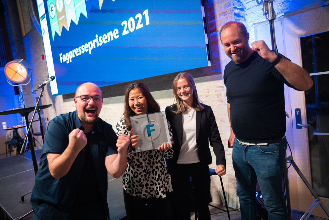 KOM24-redaksjonen da vi vant Fagpressens markedspris 2021 KOM24-redaksjonen da vi vant Fagpressens markedspris 2021
