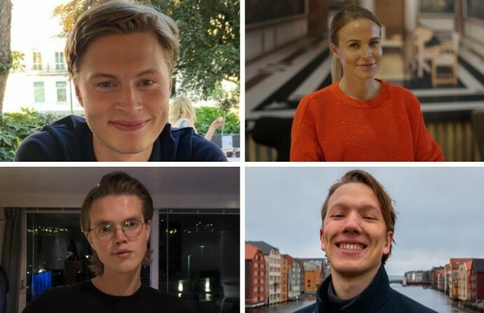 Styret i Trondheim studentlag: Kristian August Røstad Tollefsen, Ingvild Benedicte Småge Aursland, William Husby Hoven og Benjamin Bekken. De er alle i gang med en master i medier, kommunikasjon og informasjonsteknologi ved NTNU. Styret i Trondheim studentlag: Kristian August Røstad Tollefsen, Ingvild Benedicte Småge Aursland, William Husby Hoven og Benjamin Bekken. De er alle i gang med en master i medier, kommunikasjon og informasjonsteknologi ved NTNU.