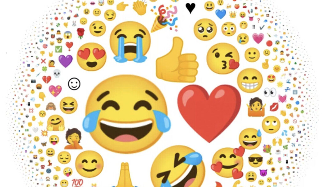 Størrelsen på emojien tilsier hvor populær den er. Størrelsen på emojien tilsier hvor populær den er.
