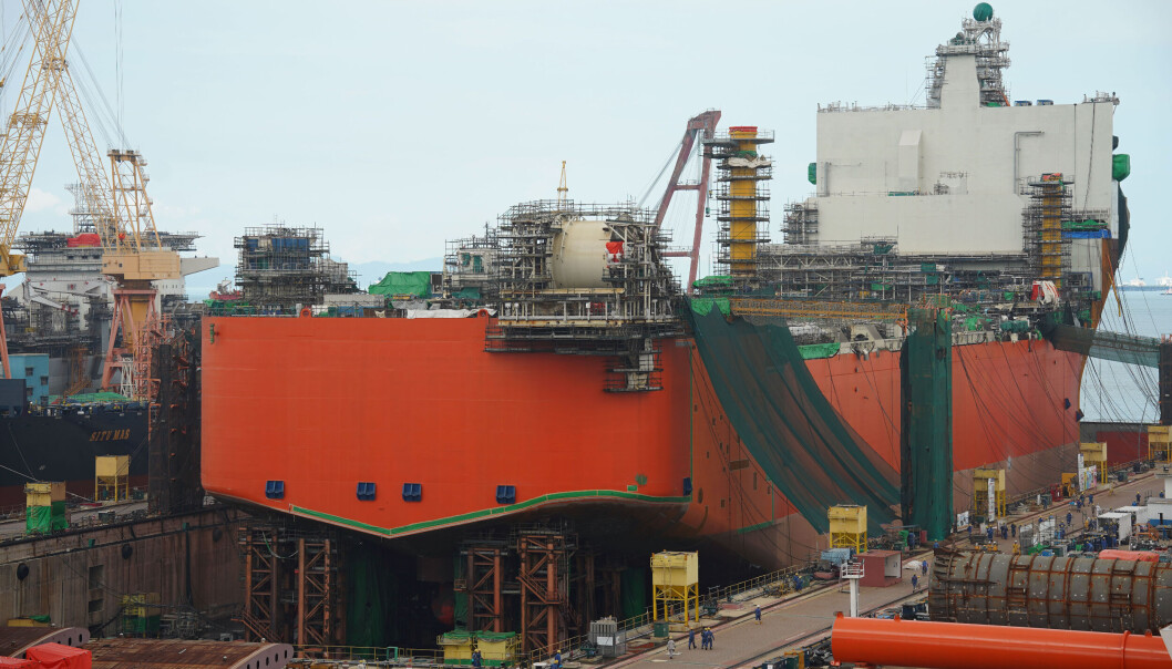 Johan Castberg-skroget hos Sembcorp Marine i Singapore.Foto: Equinor ASA / NTB Johan Castberg-skroget hos Sembcorp Marine i Singapore.Foto: Equinor ASA / NTB