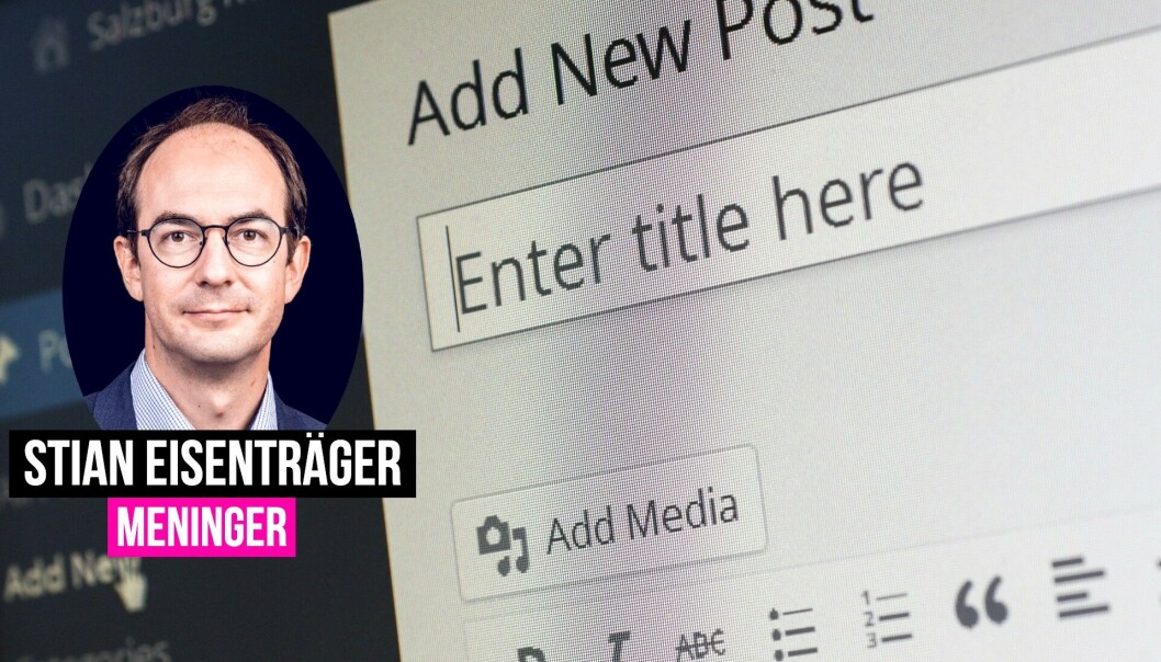 Stian Eisenträger mener innholdsprodusenter ikke kan kalle seg redaktører. Stian Eisenträger mener innholdsprodusenter ikke kan kalle seg redaktører.