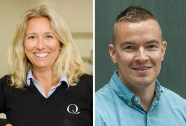 Q-sjef Kristine Aasheim og produktsjef i Q-meieriene Dag Gjertsen, lover en utvidet påskeeggjakt i år.
