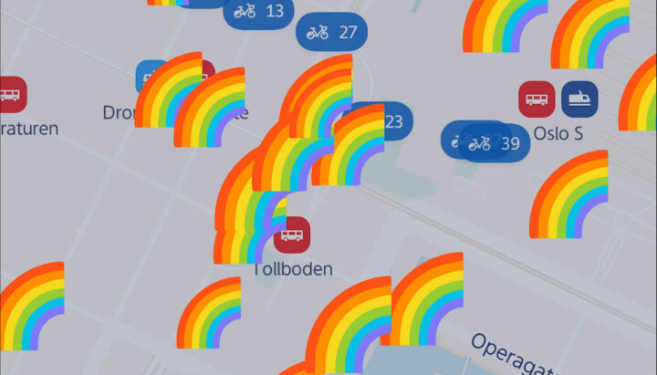 På Ruter-appen regner det regnbuer hvis man rister på telefonen.