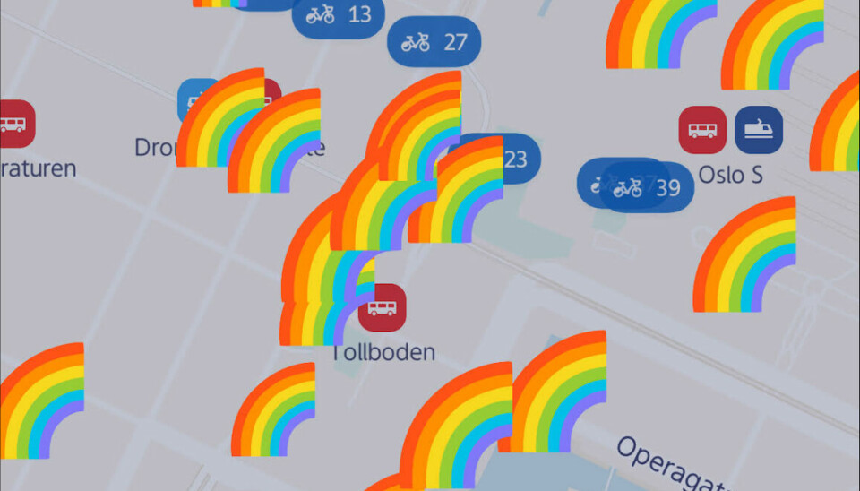 På Ruter-appen regner det regnbuer hvis man rister på telefonen.