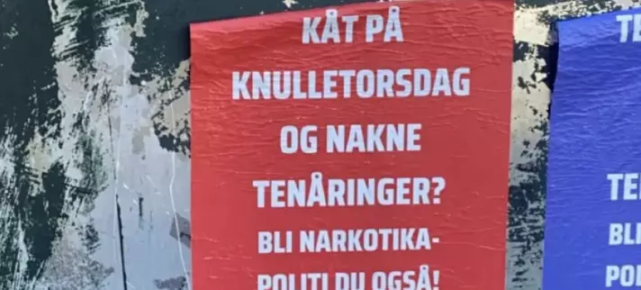 Falske reklameplakater i Oslo: «Kåt på knulletorsdag og nakne tenåringer?»