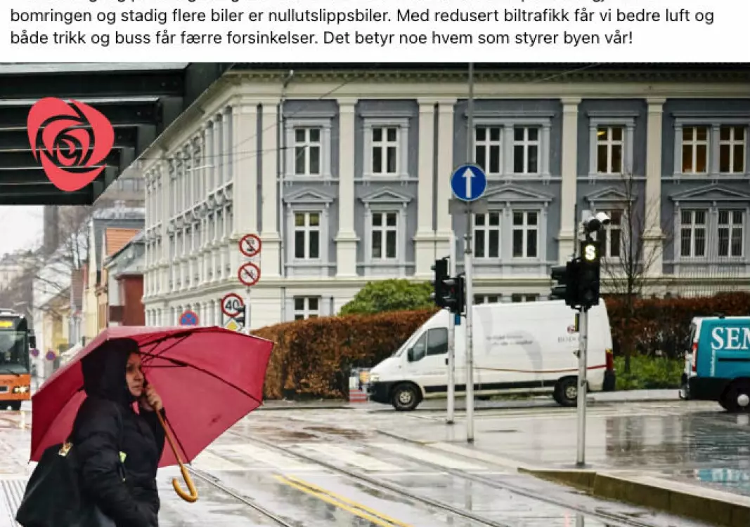 Oslo Arbeiderparti reklamerer for egen politikk med bilde fra Bergen.