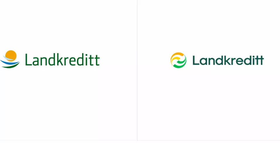 Logoen til venstre er den gamle, og viser sol, vann og jord. Den nye logoen til høyre, snakker om sammenhengen mellom det å så – og vekst.