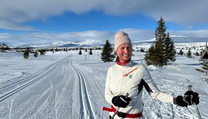 Anne-Lise von der Fehr på skitur. I år lover hun å ikke glemme solbrillene på påskefjellet.