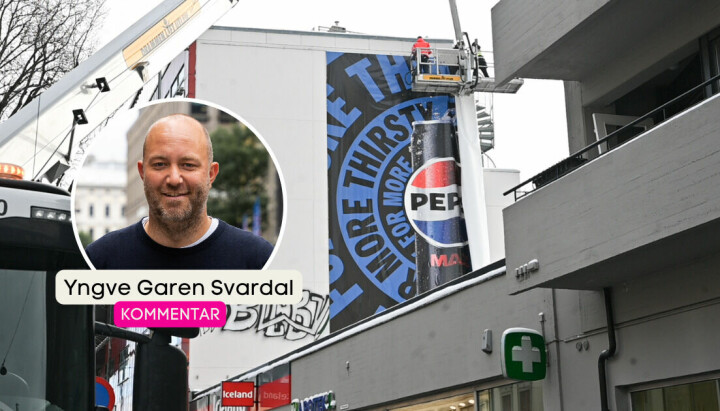 Dei gigantiske reklame-plakatane til Pepsi fekk beboerane på St.Hanshaugen til å sjå raudt.