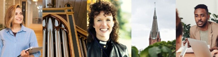 Kirkerådet søker rådgiver for myndighetskontakt kollasje av bilder fra Den norske kirke
