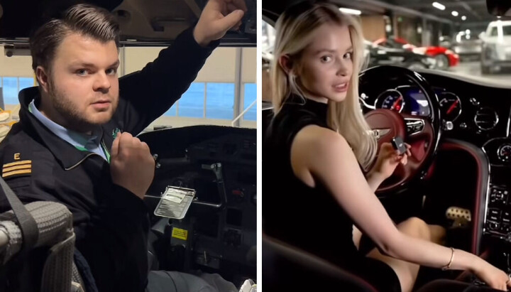 Olav Nilsen Bjormyr i Widerøe får mye oppmerksomhet på TikTok. Til høyre er den kjente Bentley-reklamen.