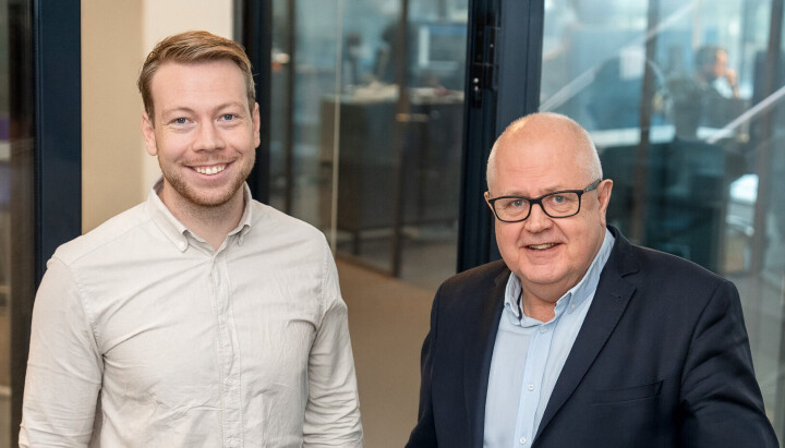 Daglig leder Aleksander Knapskog (t.v.) og partner Ingolf Steensnæs i Kommunikasjonshuset. Aleksander Knapskog, daglig leder i Kommunikasjonshuset sammen med partner Ingolf Steensnæs.
