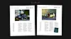 To magasinsider med bilfotografier og tekst på mørk bakgrunn