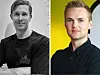 To menn i portrett, side om side, med mørke klær og ulike bakgrunner.
