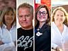 Bildecollage med fire personer fotografert i portrettformat.